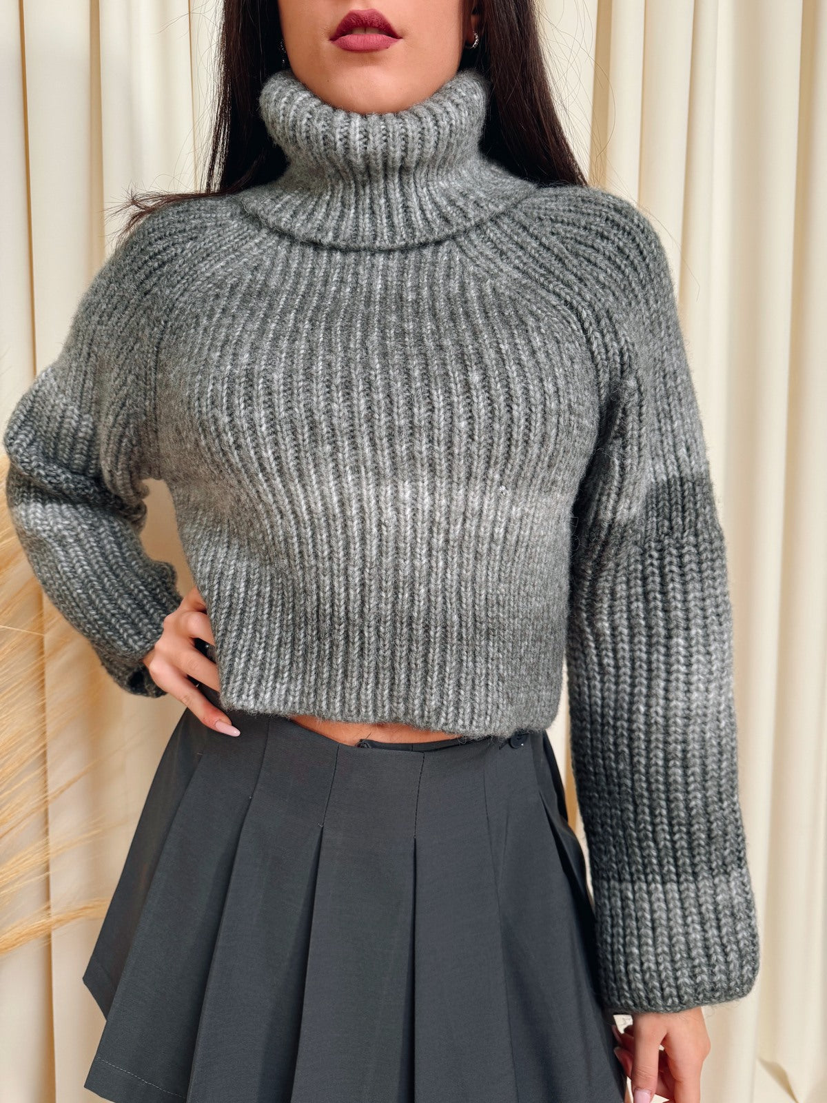 Only MAGLIONE CROP Grigio