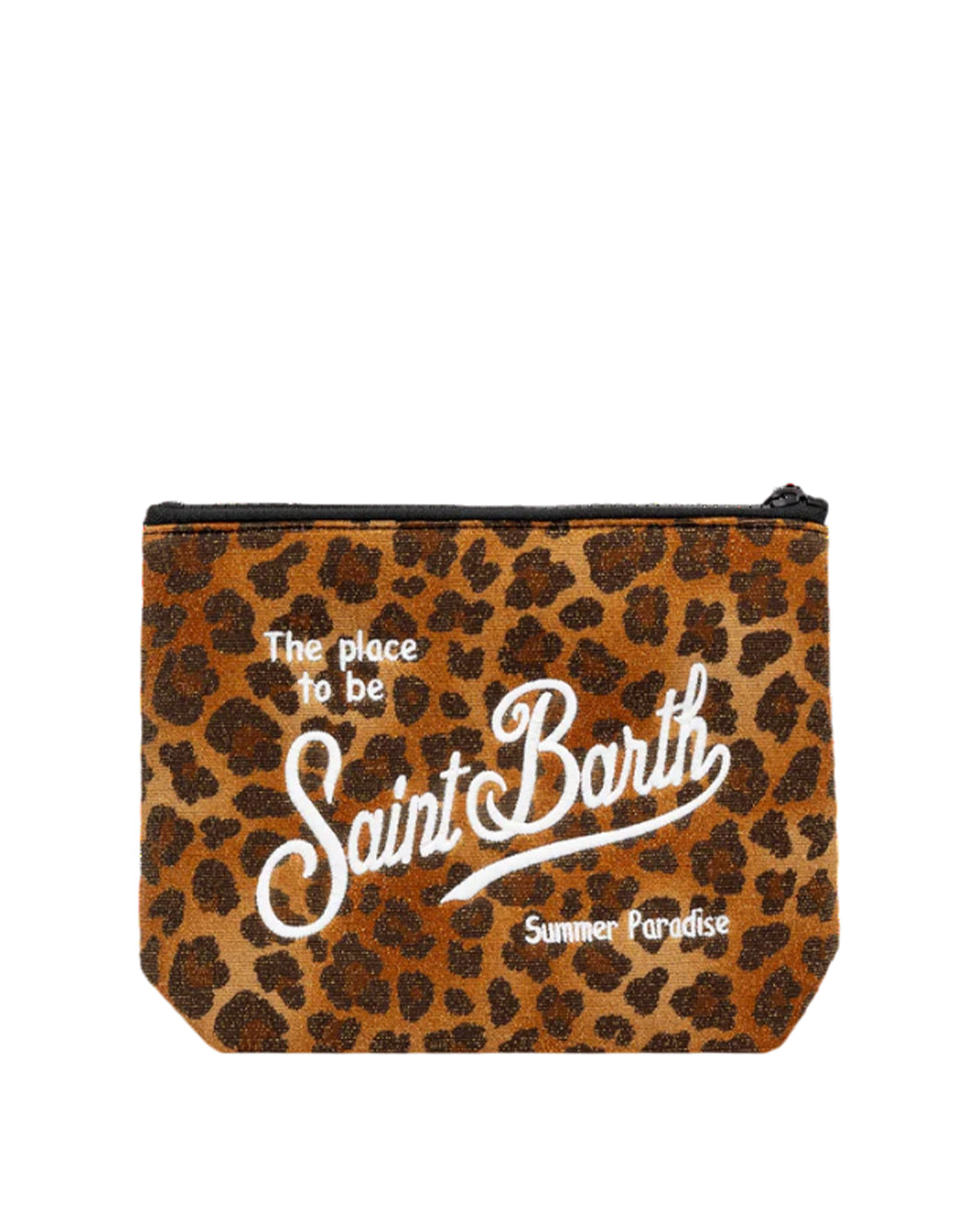 Mc2 Saint Barth POCHETTE ALINE LUREX CON STAMPA ANIMALIER Marrone