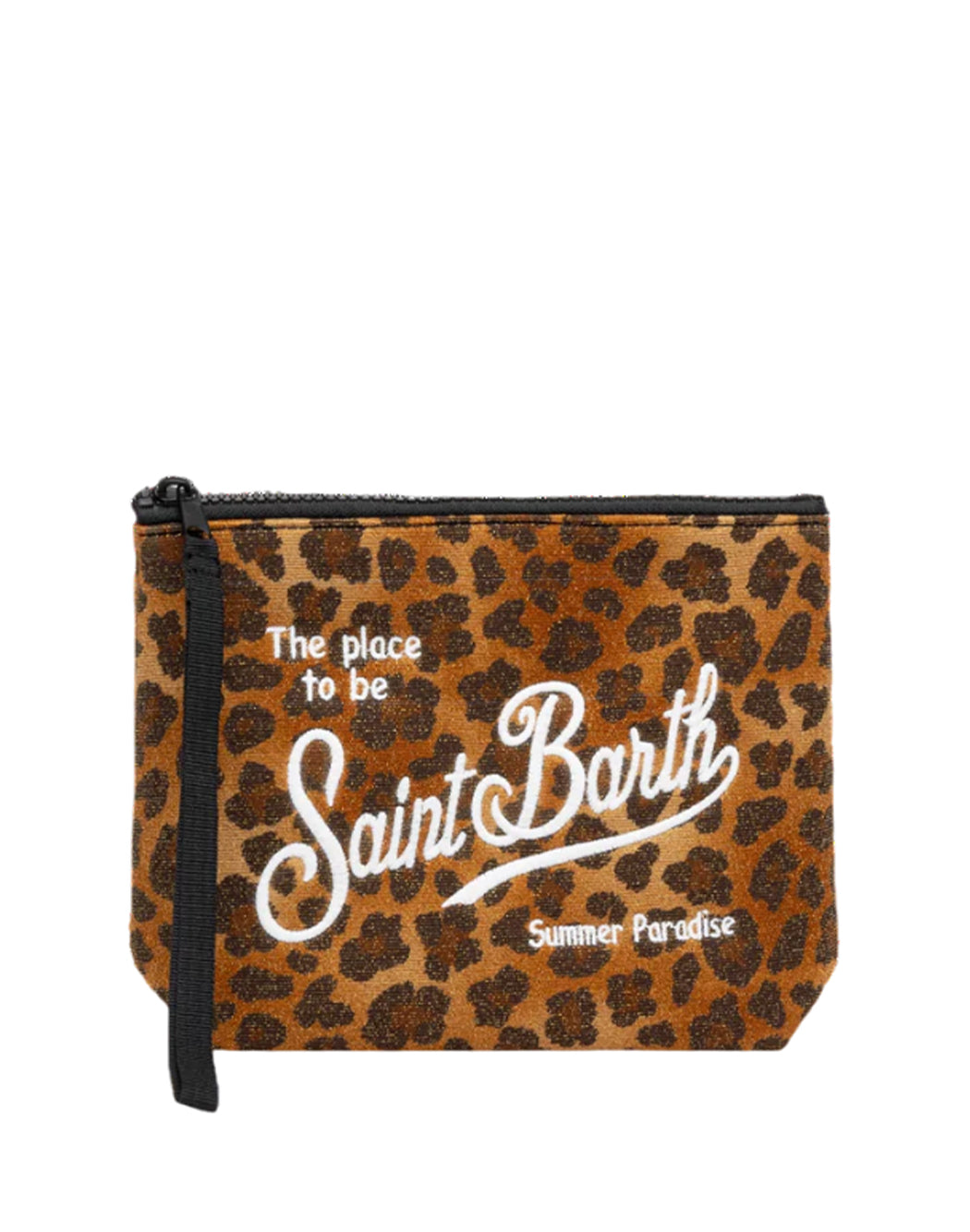 Mc2 Saint Barth POCHETTE ALINE LUREX CON STAMPA ANIMALIER Marrone