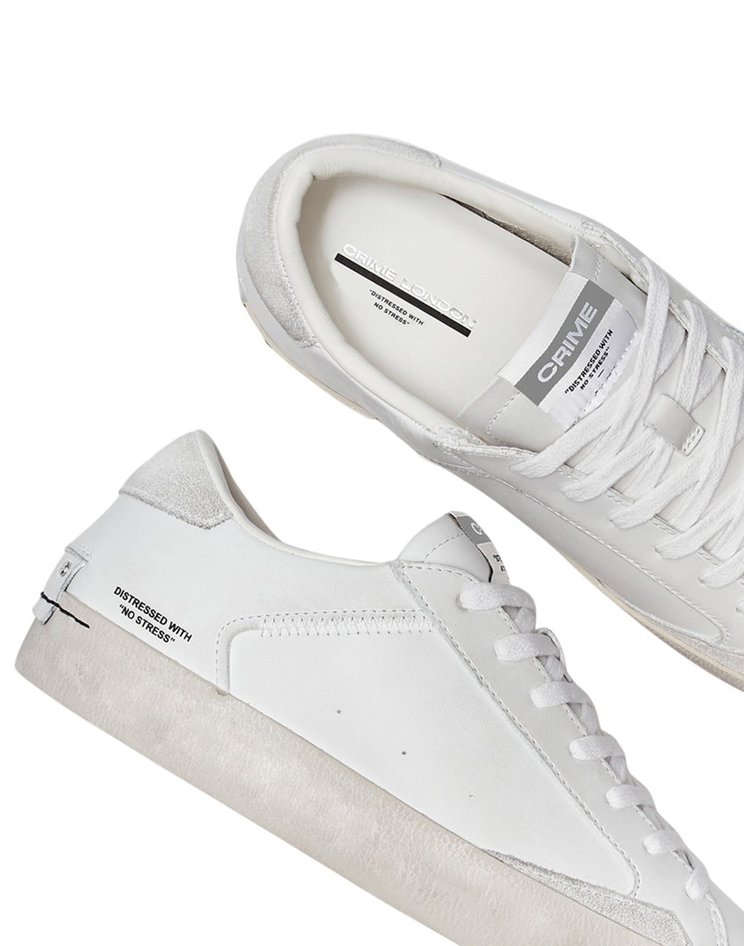 "Crime London SNEAKERS "DISTRESSED" Bianco"