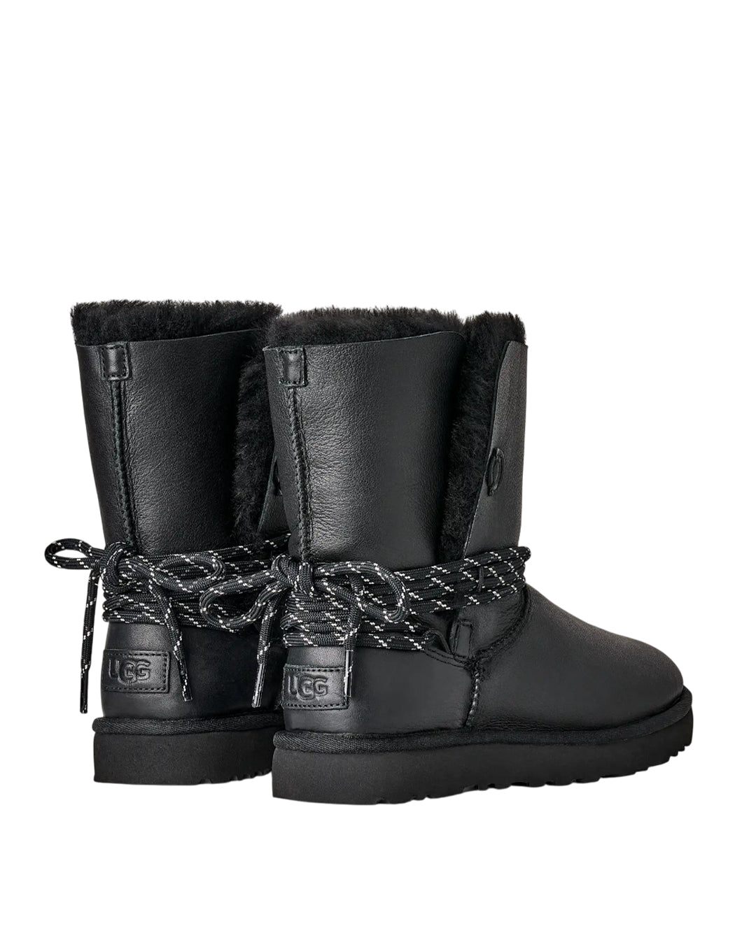 Ugg STIVALE CLASSIC BAILEY TIE LEATHER Nero