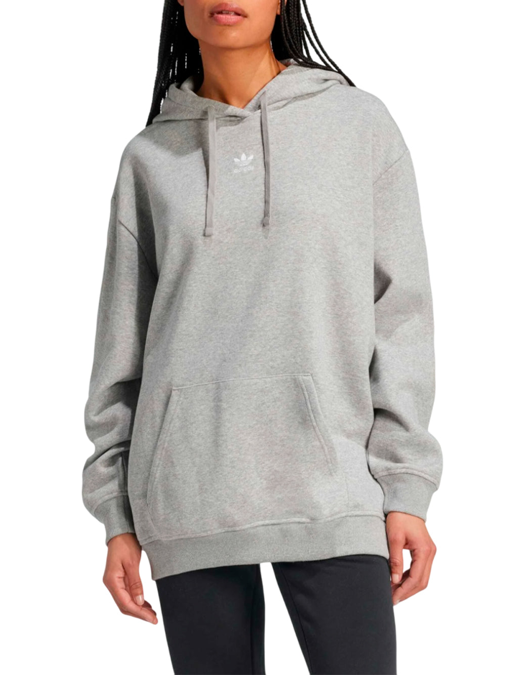Adidas FELPA CON CAPPUCCIO CON MINI LOGO Grigio