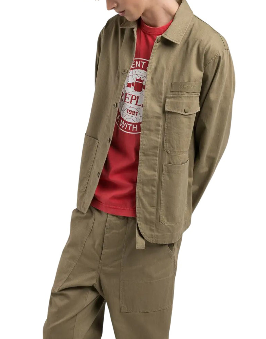 Replay GIACCA CAMICIA CON RICAMO Marrone