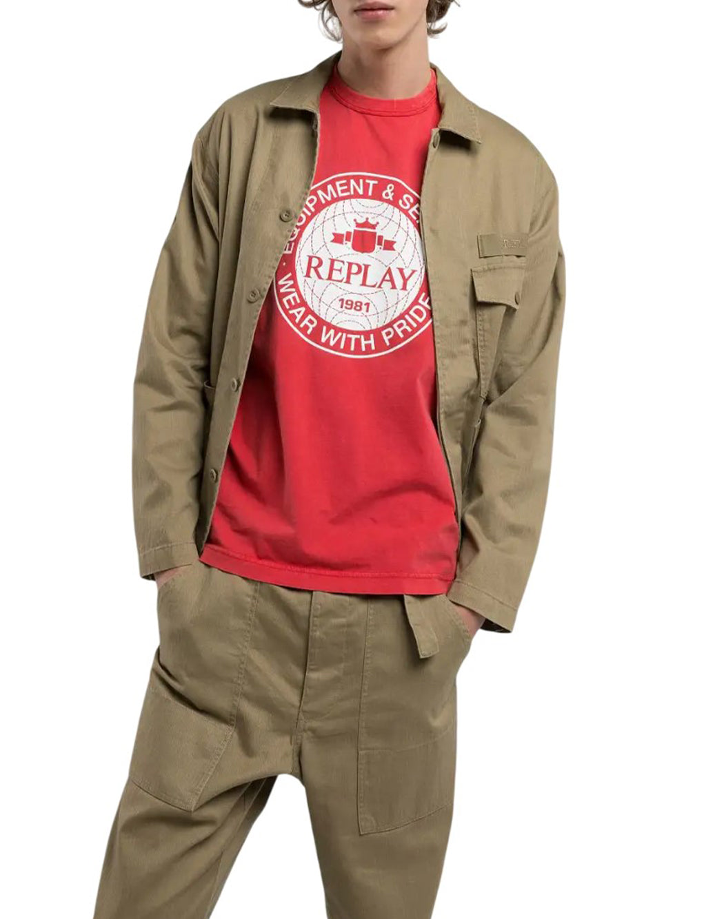 Replay GIACCA CAMICIA CON RICAMO Marrone