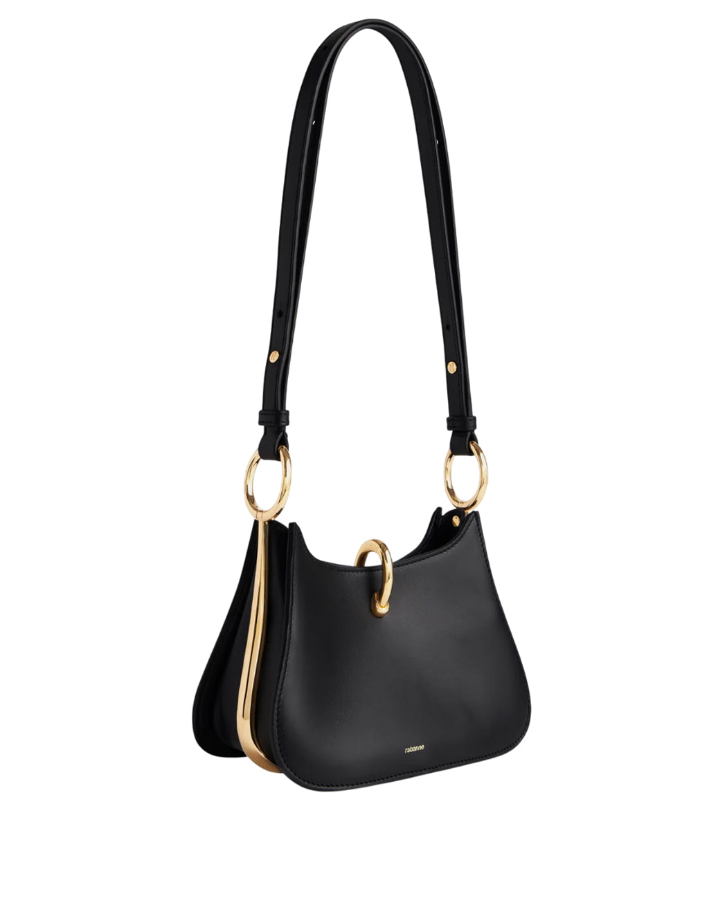 Rabanne BORSA A SPALLA RING IN PELLE Nero