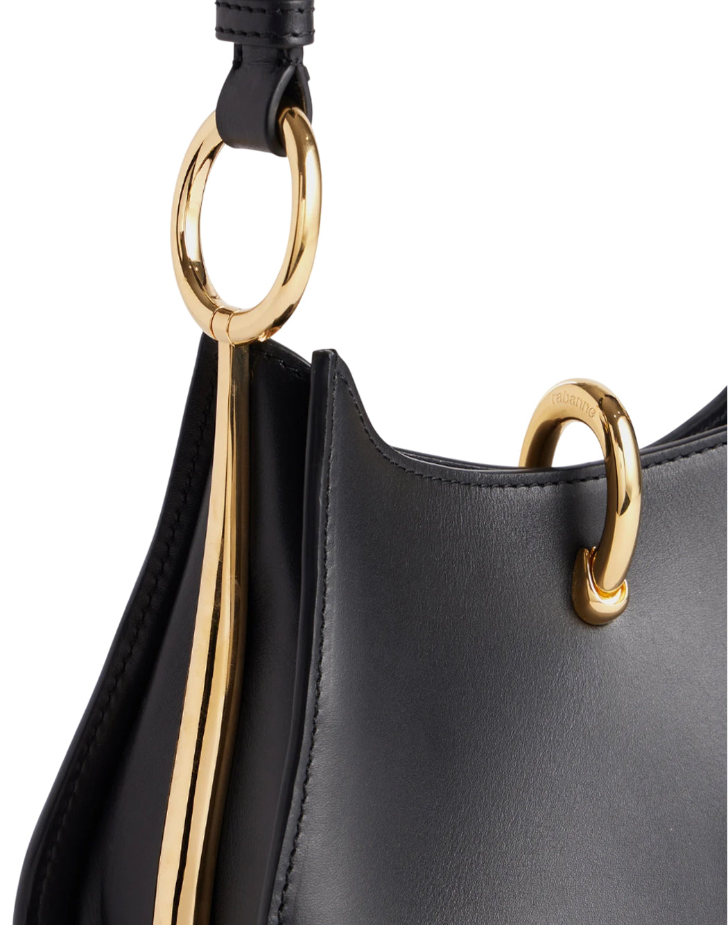 Rabanne BORSA A SPALLA RING IN PELLE Nero