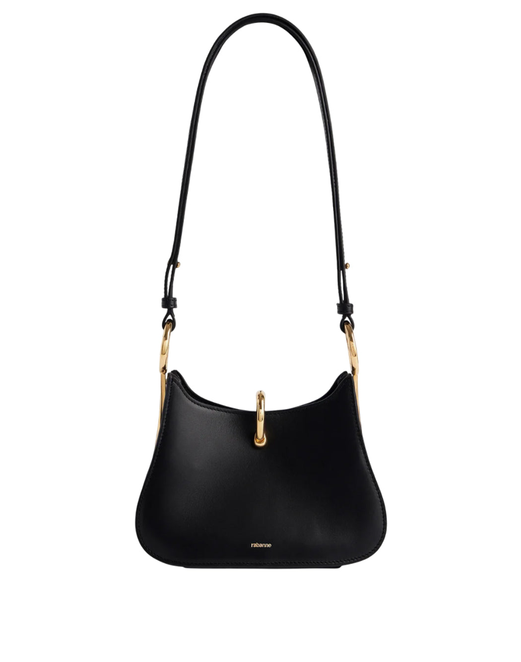 Rabanne BORSA A SPALLA RING IN PELLE Nero