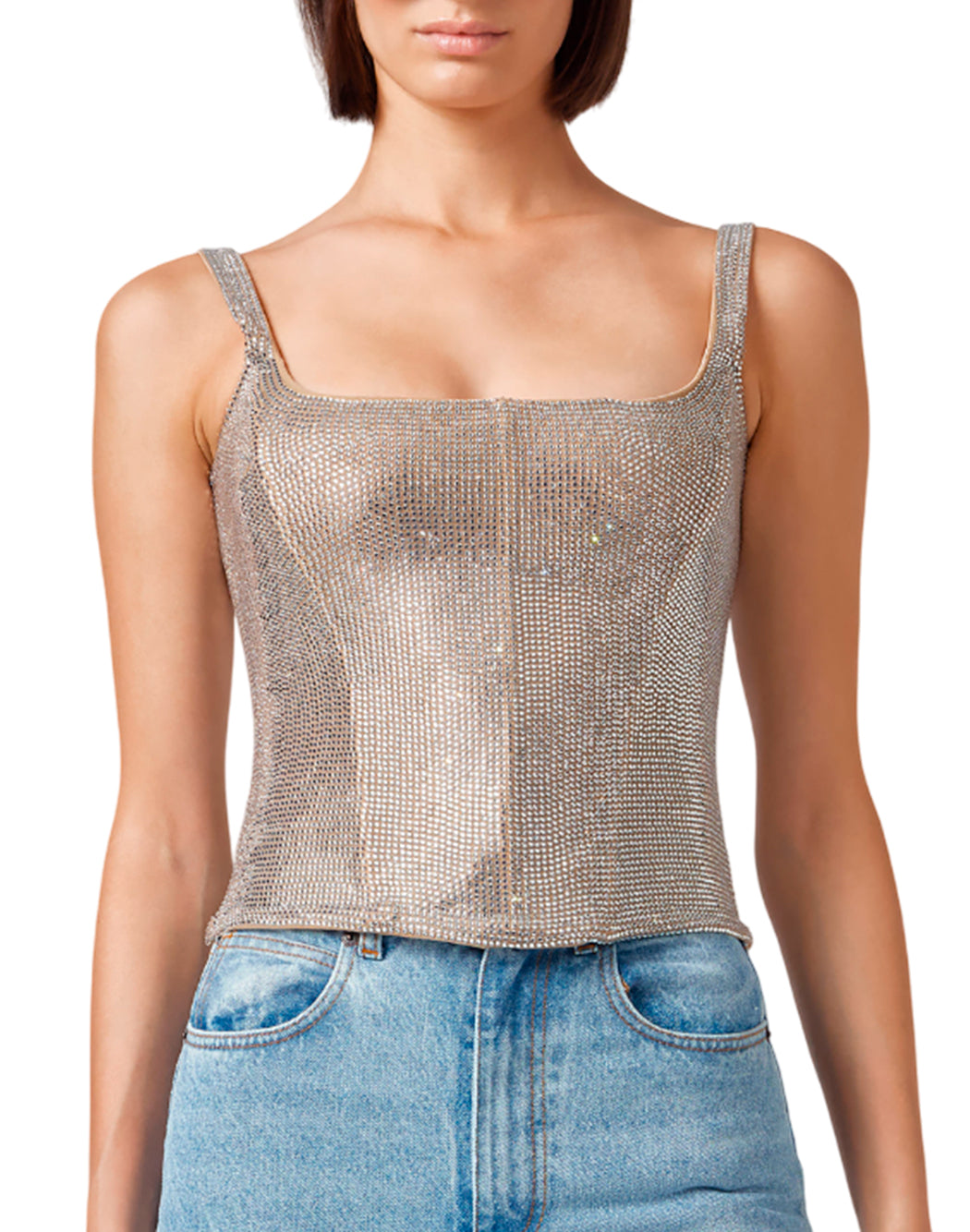 Giuseppe Di Morabito TOP CON CRISTALLI Argento