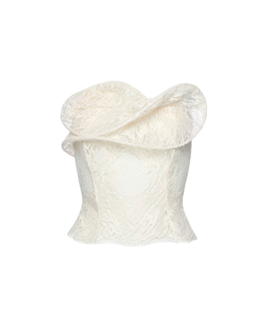 Magda Butrym TOP IN PIZZO ARRICCIATO Bianco