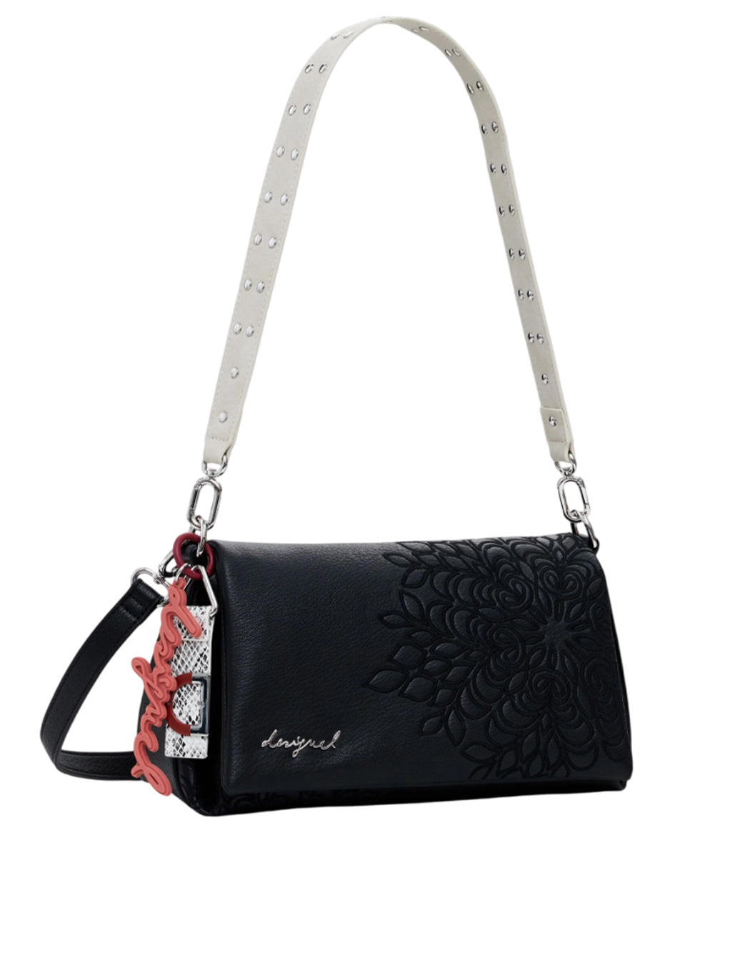 Desigual BORSA MEDIUM IN SIMILPELLE RICAMATA Nero
