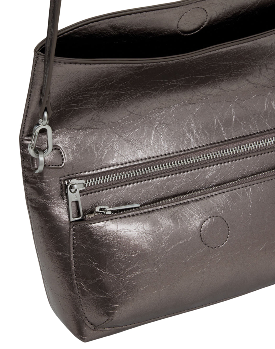 Desigual BORSA MEDIUM CON PATTA METALLICA E LOGO 3D Argento