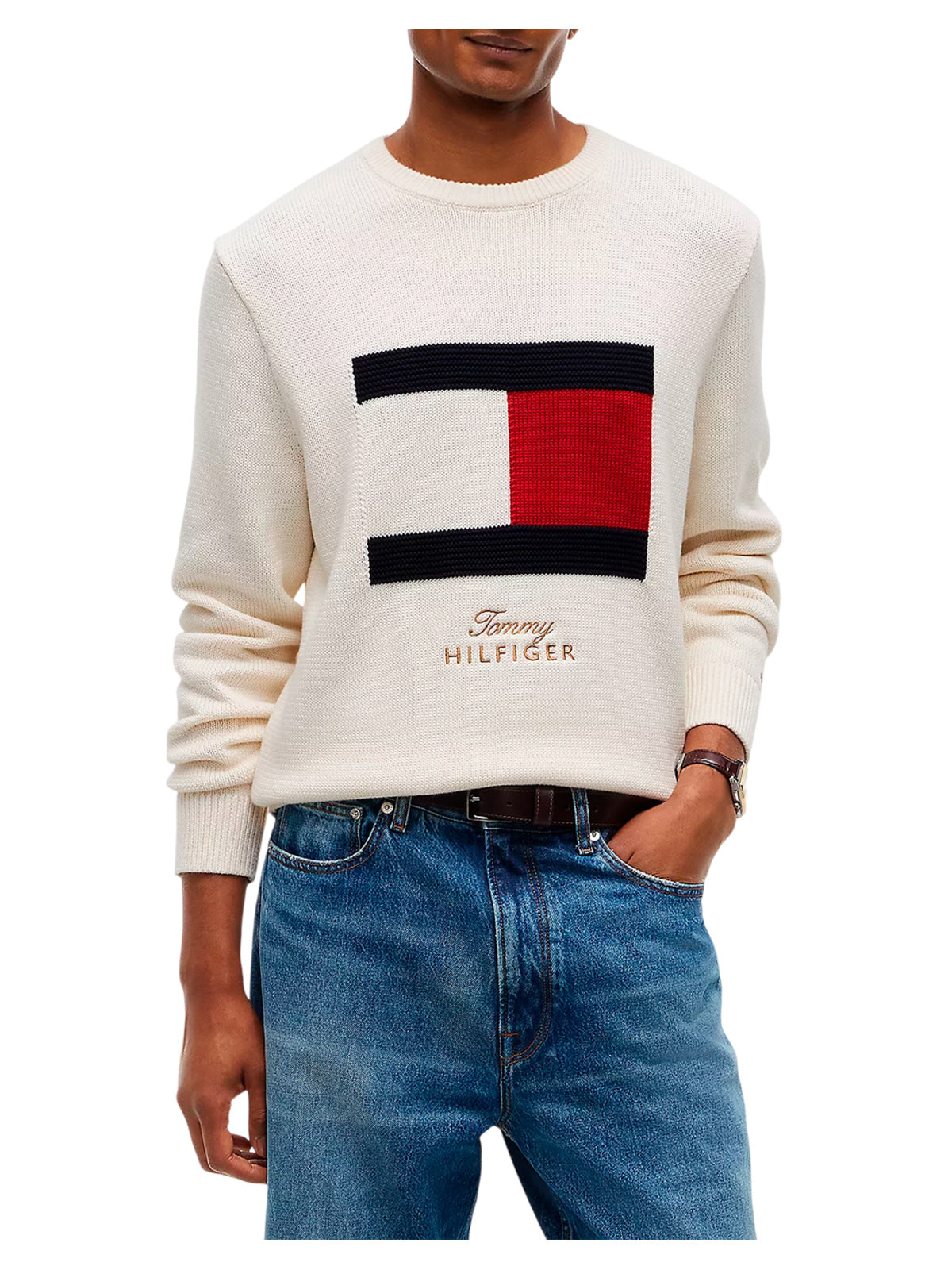 Tommy Hilfiger Felpe girocollo da Uomo Tommy hilfiger, colore Bianco Bianco