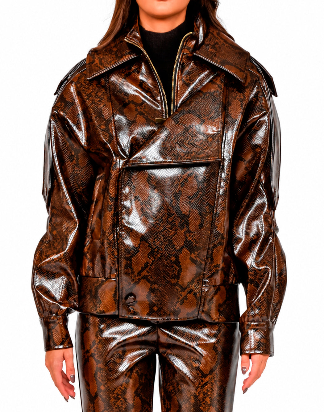 Actualee Bomber da Donna Actualee, colore Marrone Marrone