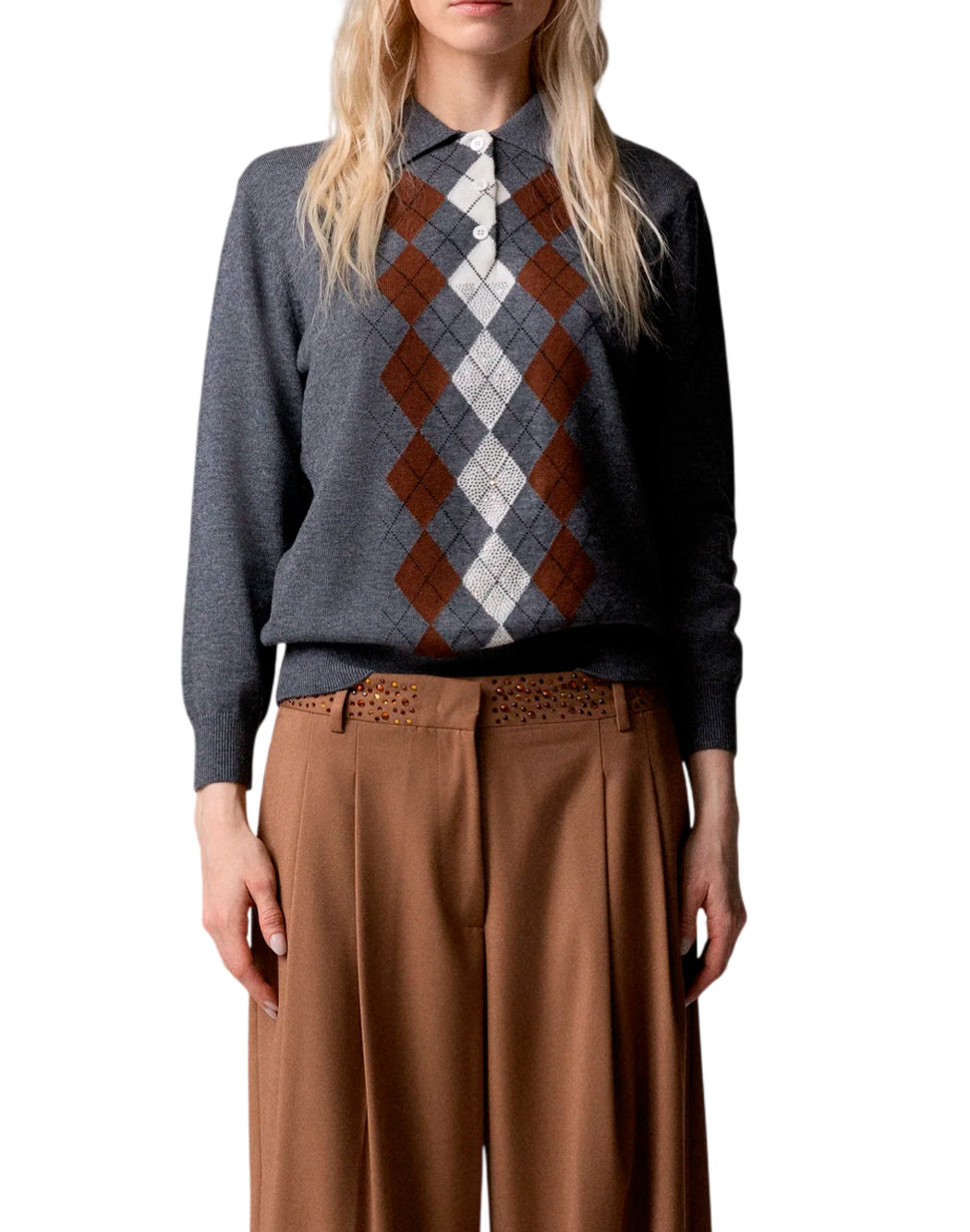 Odi Et Amo Polo maniche lunghe da Donna Odi et amo, colore Grigio Grigio