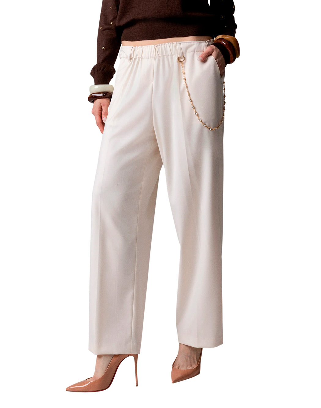 Odi Et Amo Pantaloni cropped da Donna Odi et amo, colore Bianco Bianco