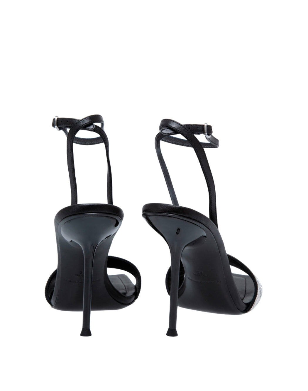 Alexander Wang SANDALO CON CINTURINO E CRISTALLI LOGO Nero