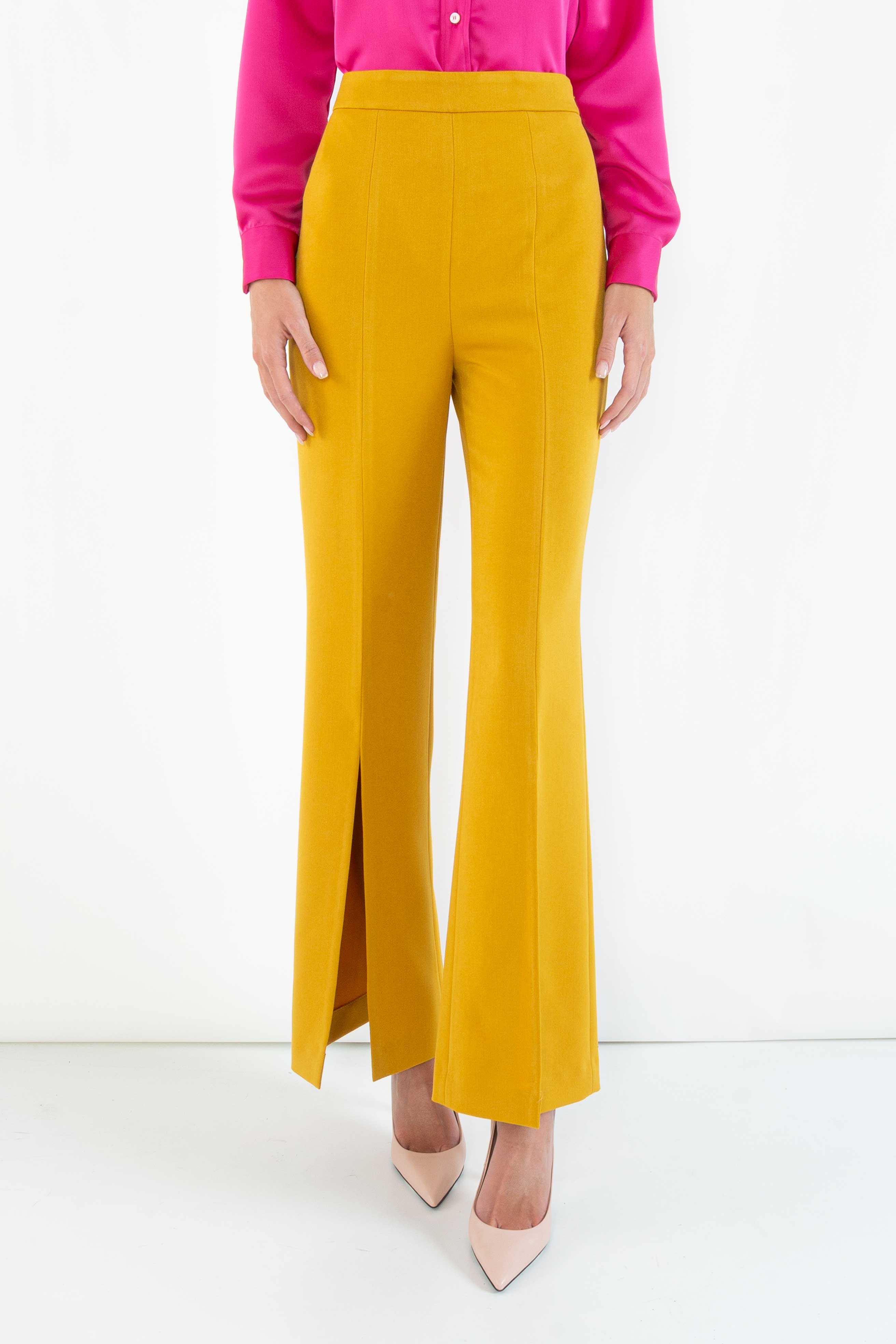 PANTALONE GIALLO SENAPE CON SPACCHI