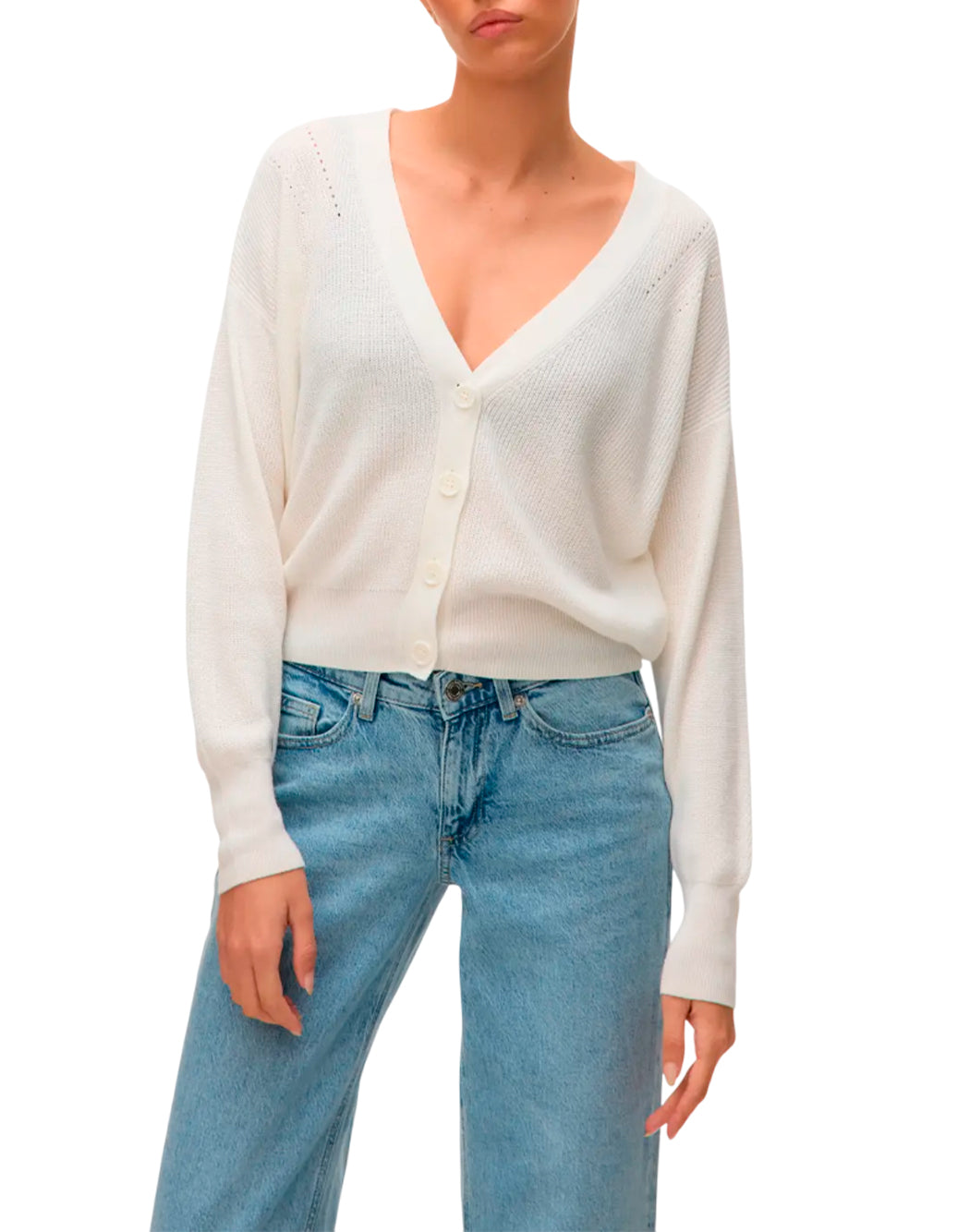 Vero Moda CARDIGAN CON SCOOLO A V Bianco