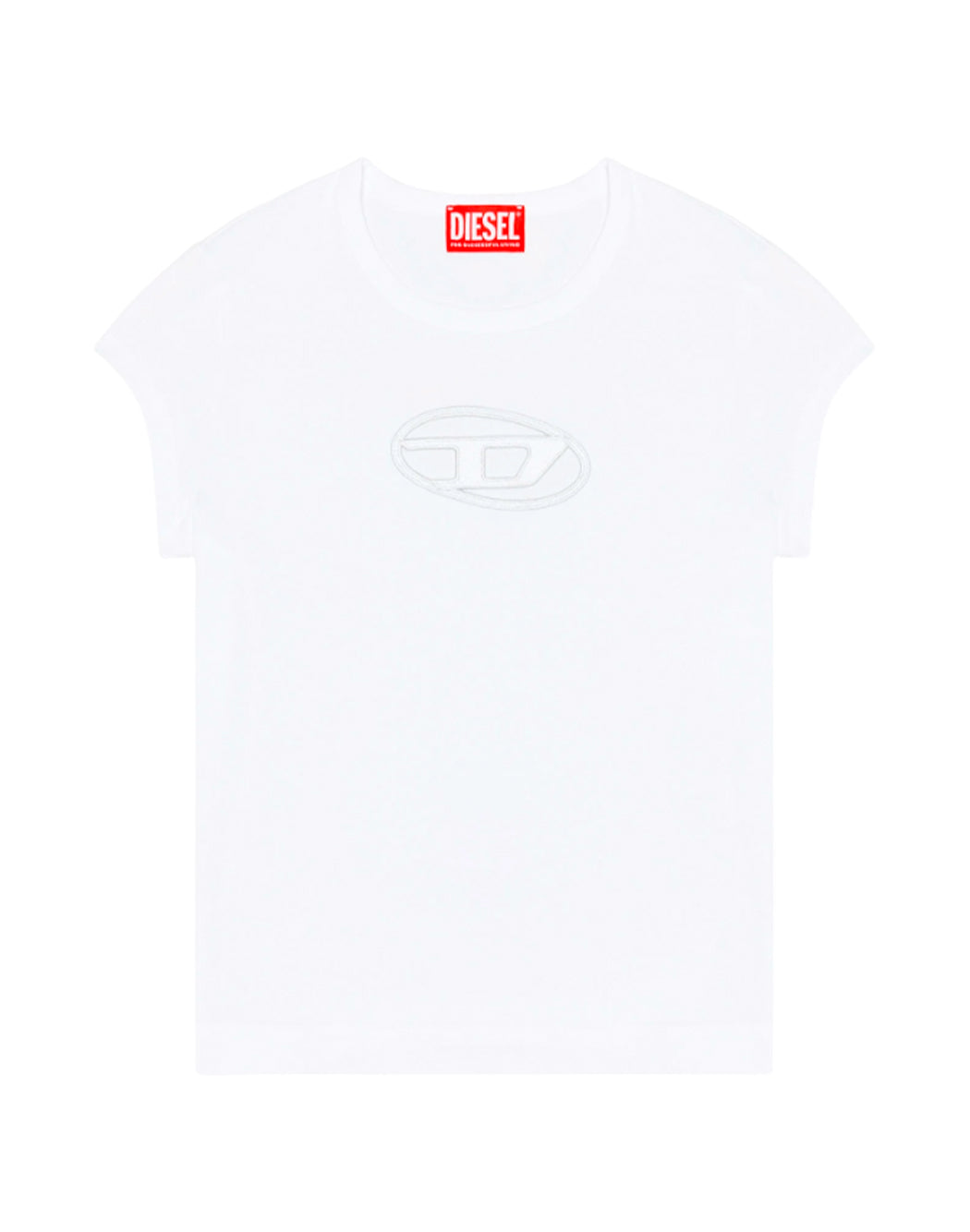 Diesel T-SHIRT CON LOGO RICAMATO CUT-OUT Bianco