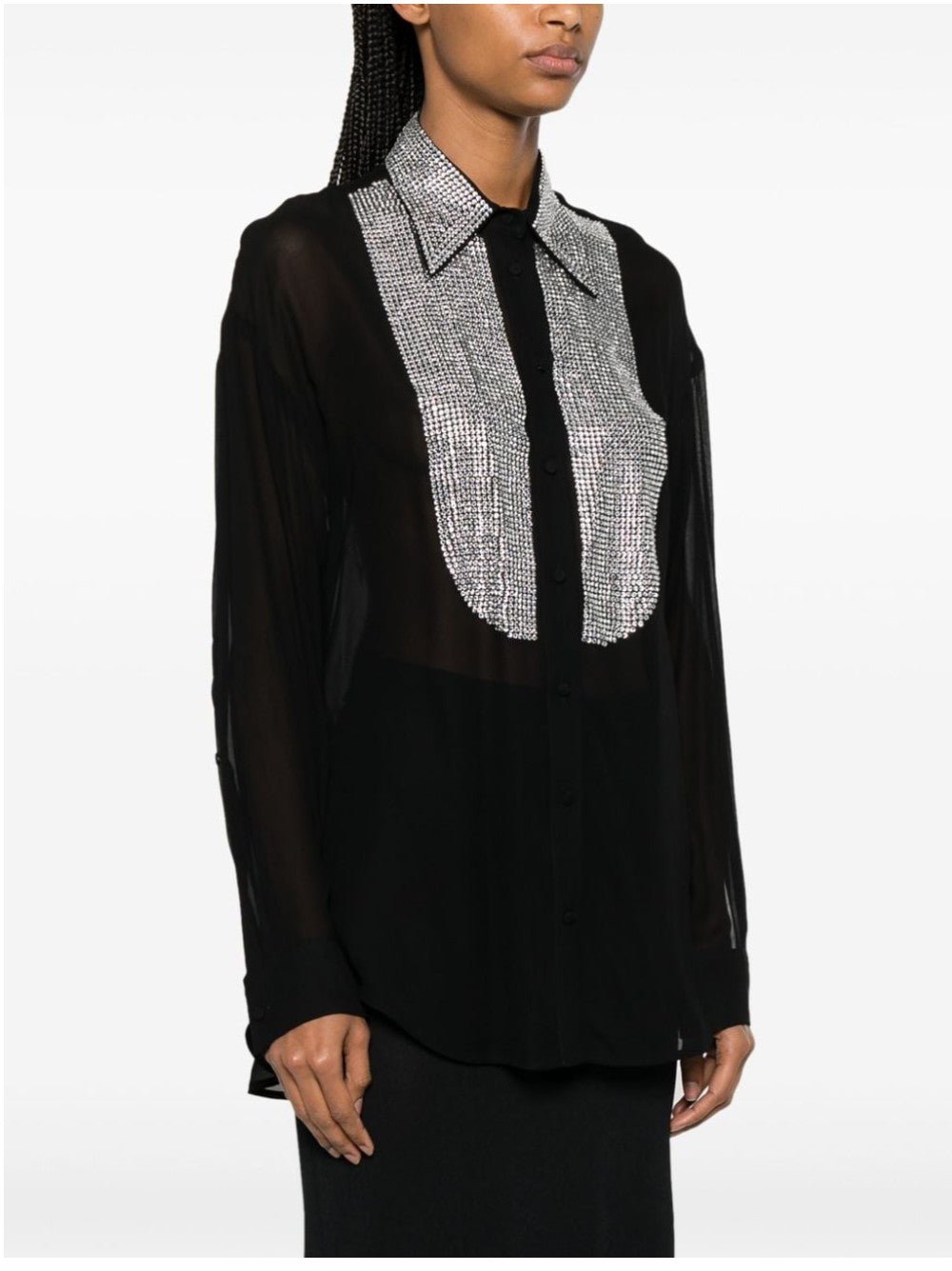 CAMICIA IN GEORGETTE CON STRASS - Galleria Graffiti - PINKO - 8057769332394