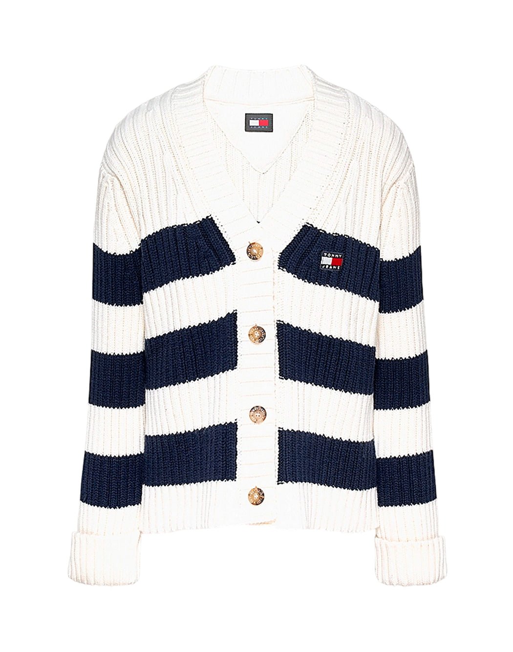 CARDIGAN A RIGHE CON LOGO RICAMATO - Galleria Graffiti - TOMMY HILFIGER JEANS - 