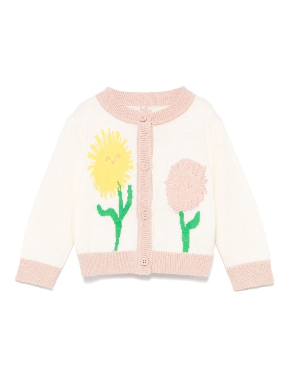 CARDIGAN CON FIORI A CONTRASTO - Galleria Graffiti - STELLA MCCARTNEY KIDS - 8055178464378