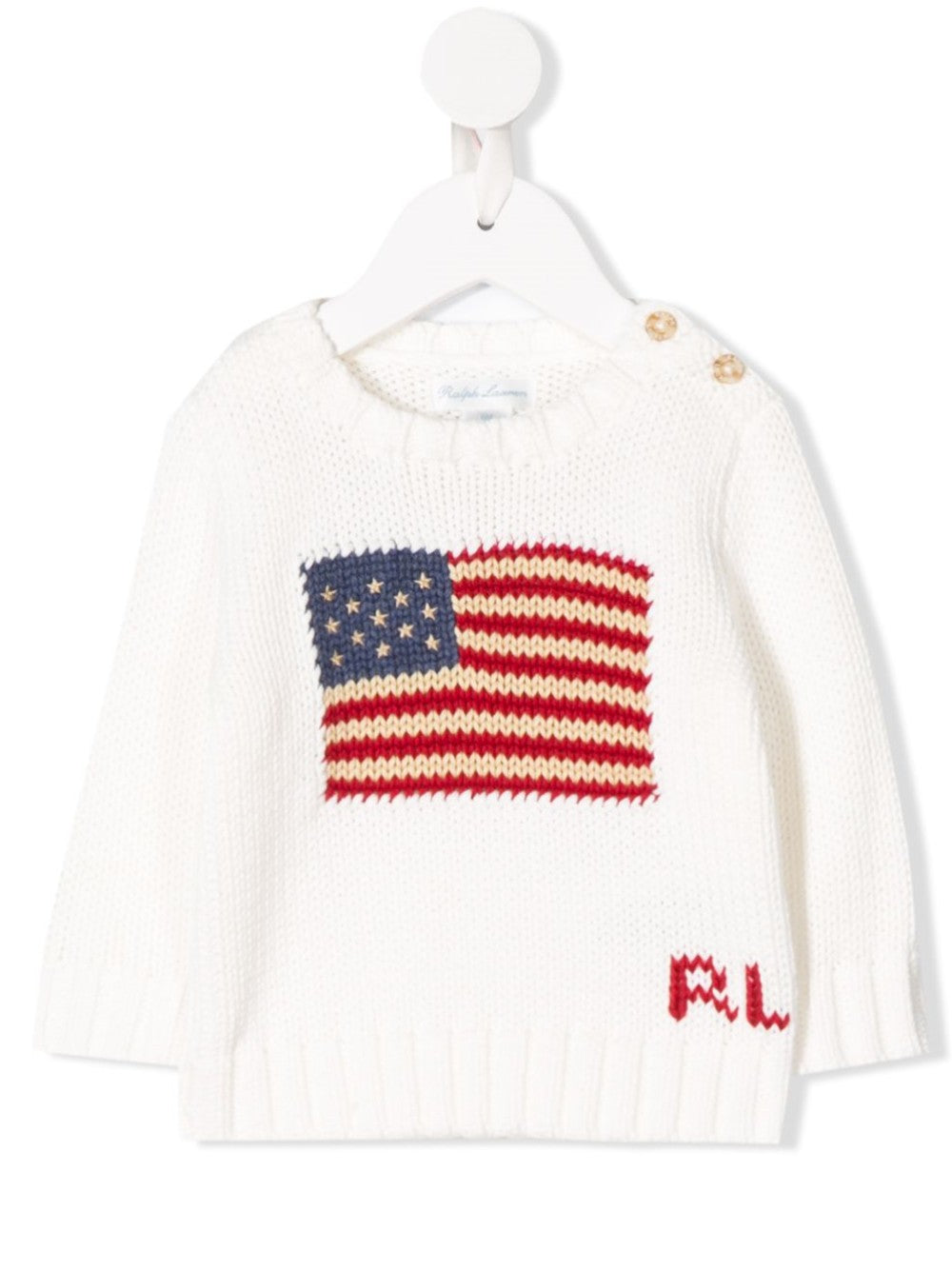 Sweater with American flag and rl monogram