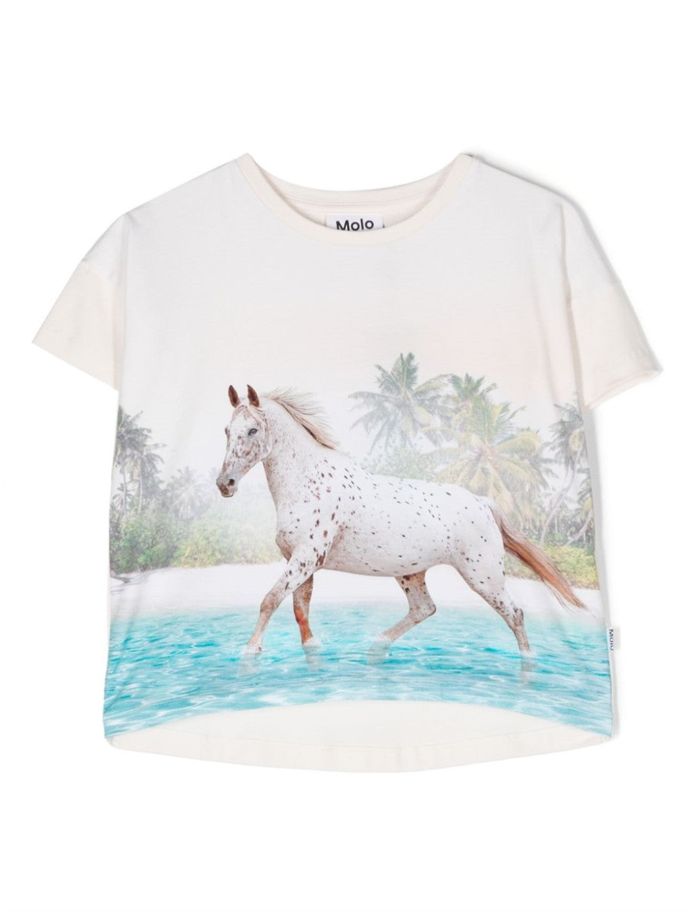 T-SHIRT CON STAMPA "HORSE ON BEACH"