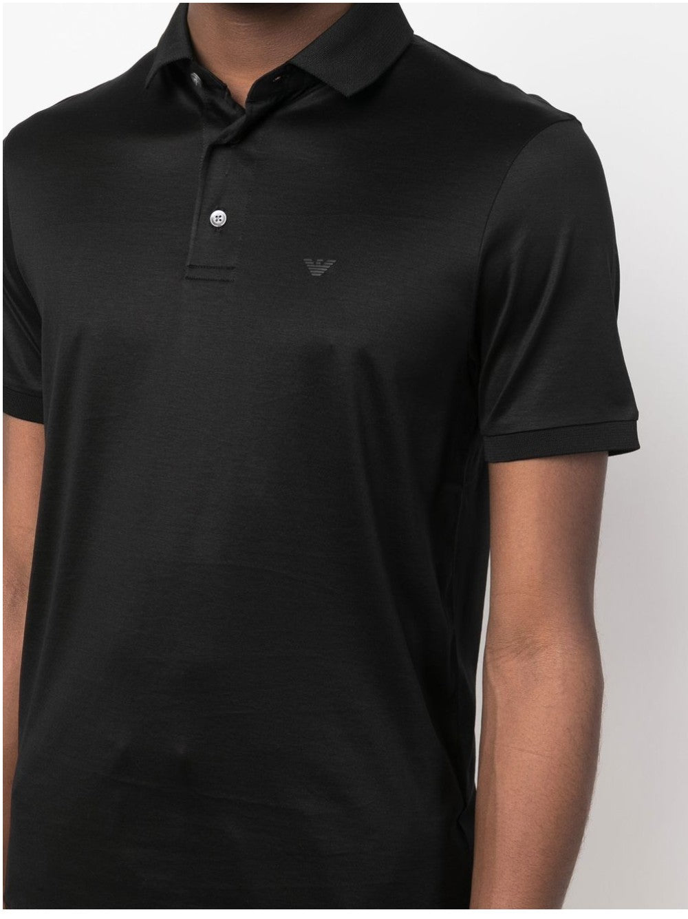 Emporio Armani POLO CON COLLETTO A COSTINE Nero