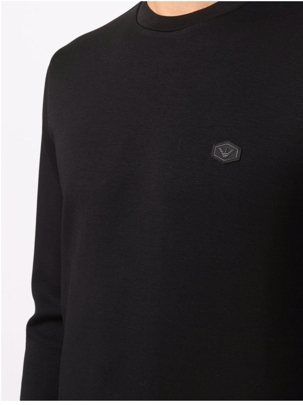 Emporio Armani FELPA CON MINI LOGO SUL PETTO Nero