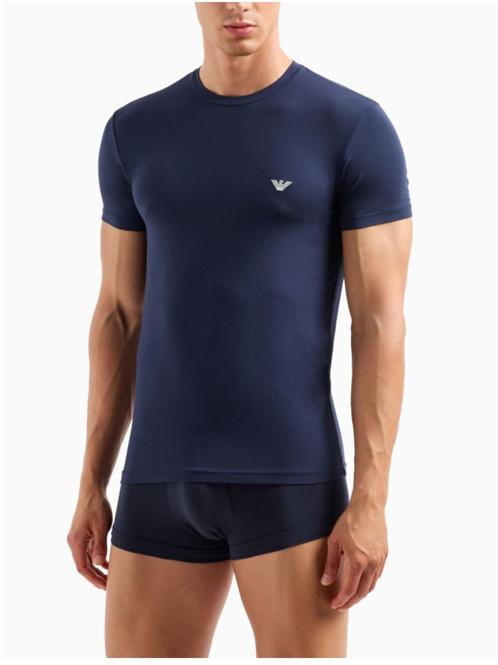 Emporio Armani Underware T-SHIRT SLIM CON LOGO A CONTRASTO Blu