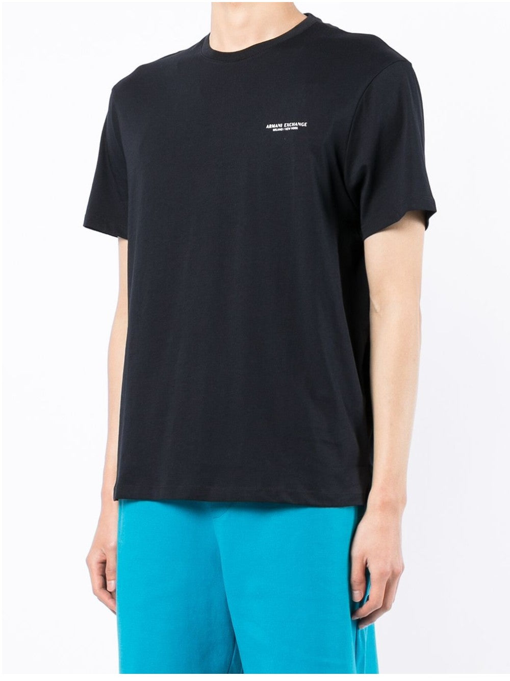 Armani Exchange T-SHIRT CON MINI LOGO A CONTRASTO Blu