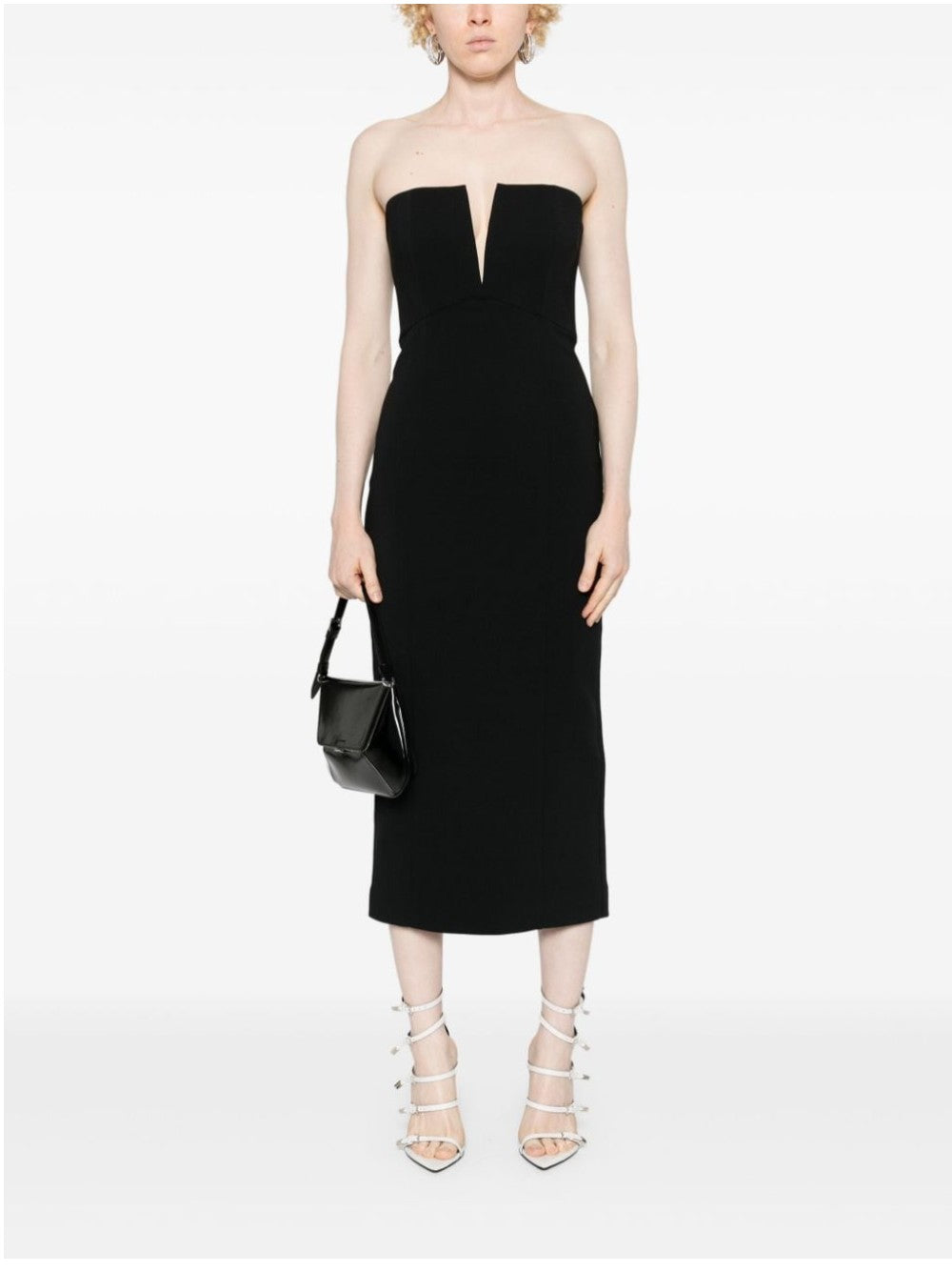 Roland Mouret ABITO MIDI SENZA SPALLINE Nero