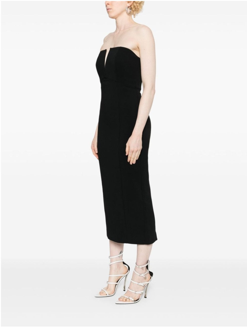 Roland Mouret ABITO MIDI SENZA SPALLINE Nero