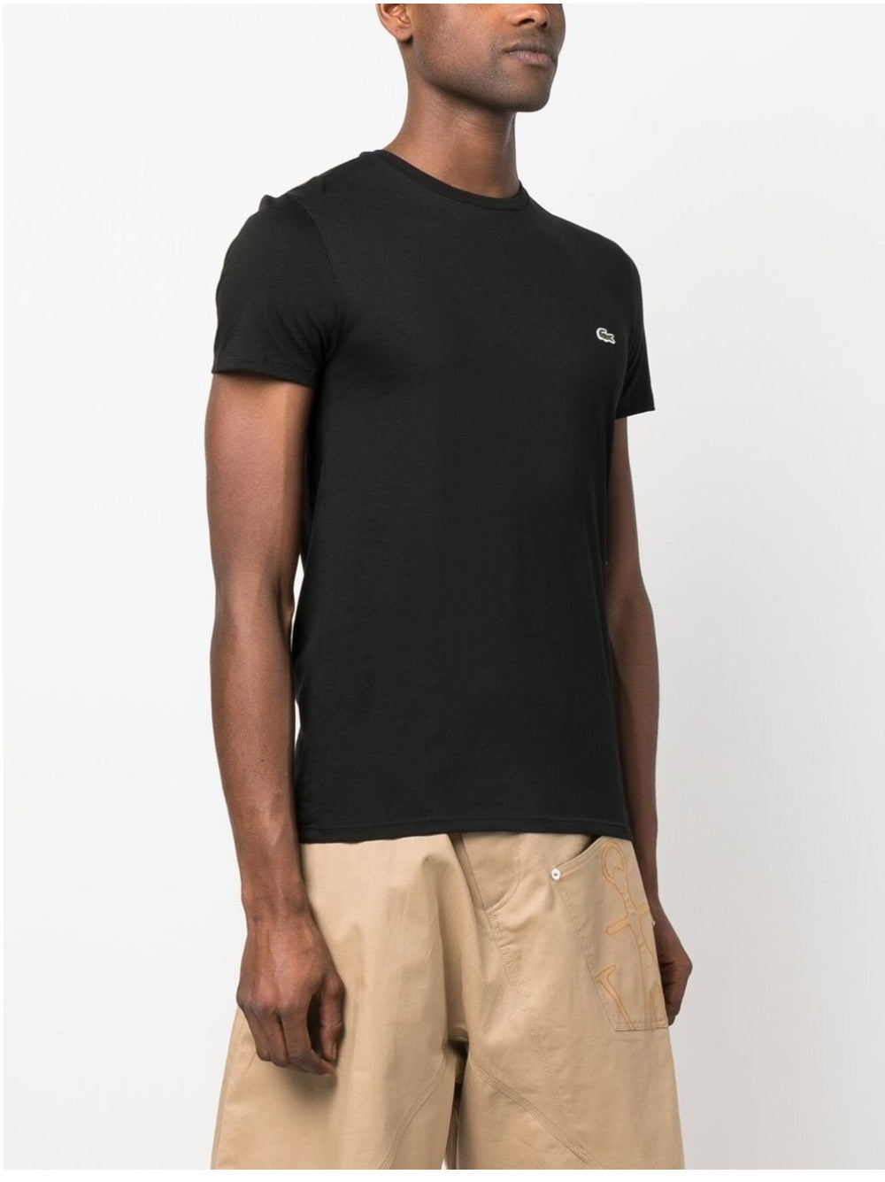 Lacoste T-SHIRT CON COCCODRILLO RICAMATO Nero