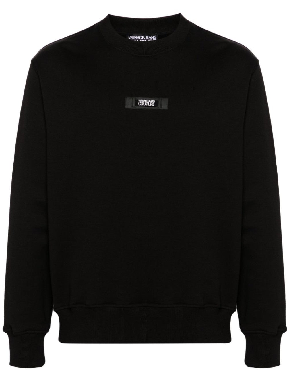 Sweatshirt with metal logo patch