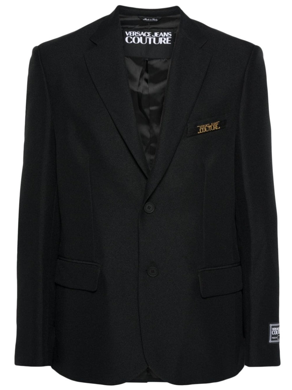 Blazer with logo metal patch