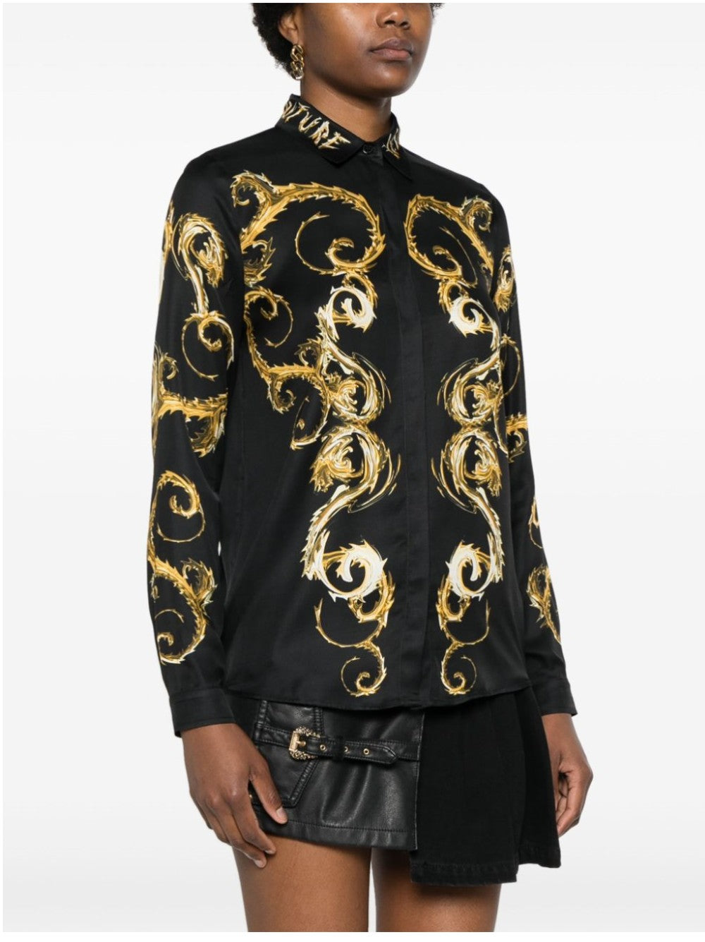 Versace Jeans Couture CAMICIA CON STAMPA FANTASIA Nero