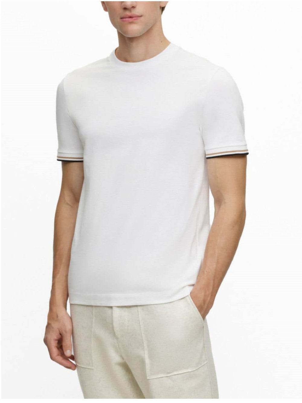 Boss T-SHIRT IN JERSEY DI COTONE Bianco