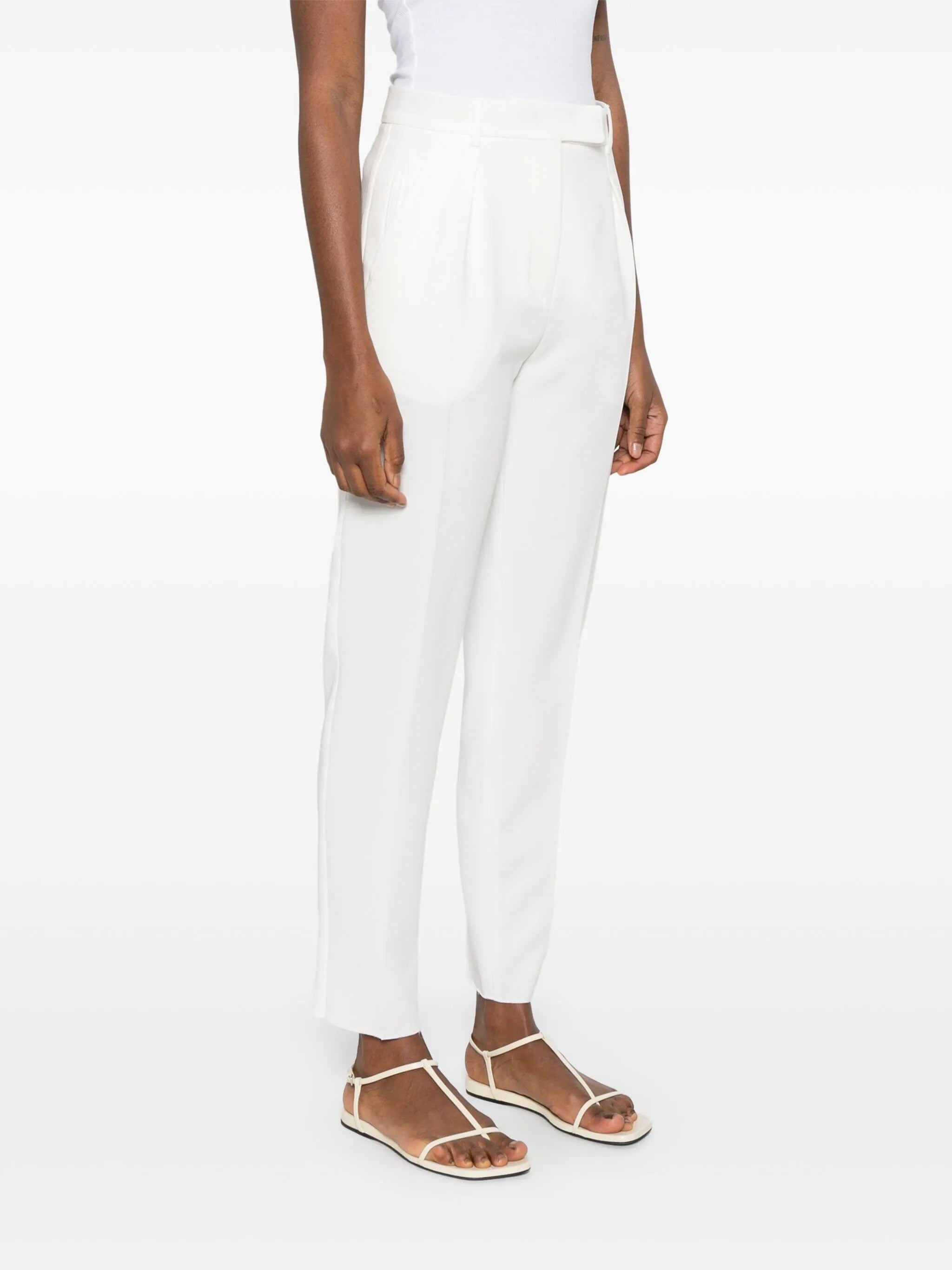 "Max Mara Studio PANTALONE CARROT "EGUALE" Bianco"