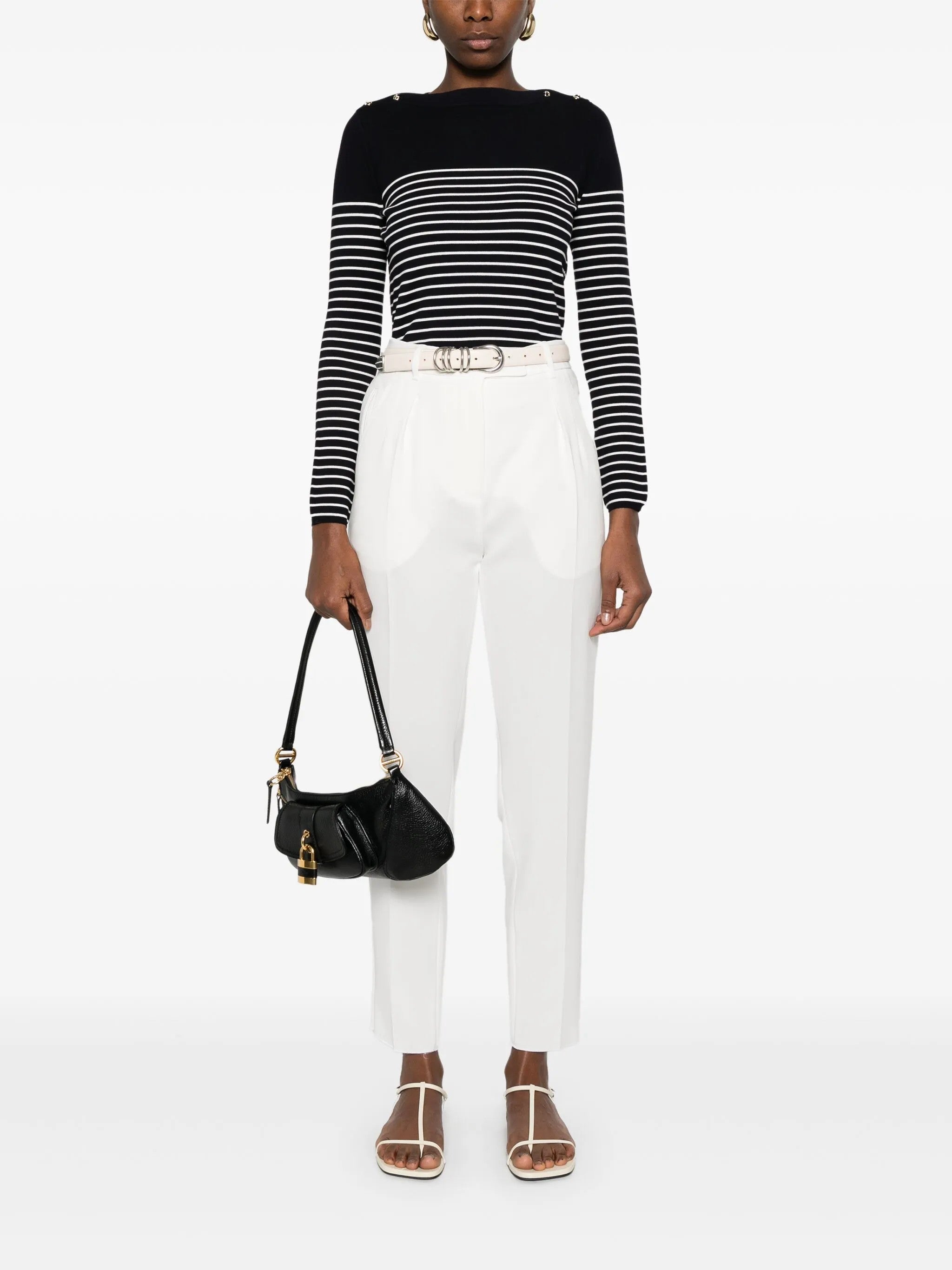 "Max Mara Studio PANTALONE CARROT "EGUALE" Bianco"
