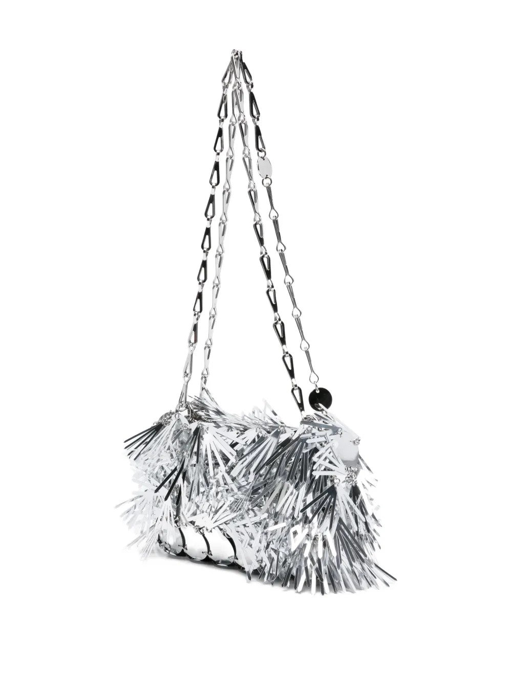 Rabanne BORSA IN PELLICCIA METALIZZATA NANO SPARKLE Argento