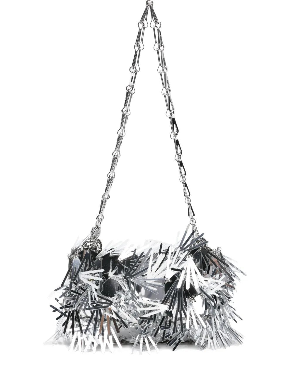 Rabanne BORSA IN PELLICCIA METALIZZATA NANO SPARKLE Argento