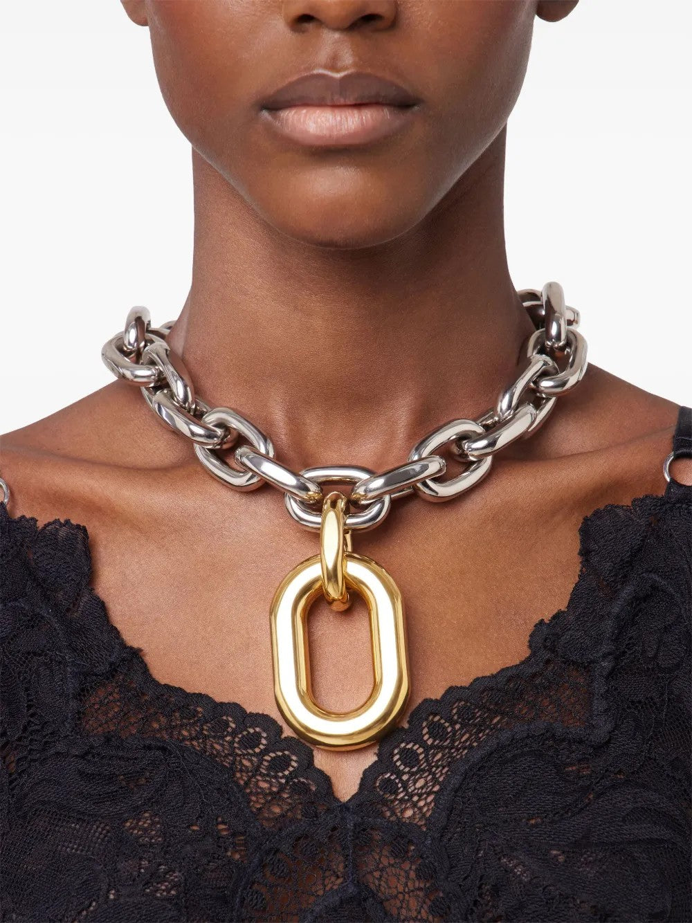 Rabanne COLLANA CON MAGLIE XL Argento