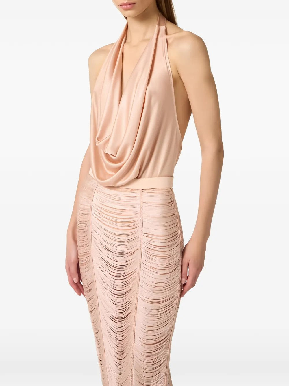 Elisabetta Franchi TOP CON SCOLLO ALL'AMERICANA Neutro