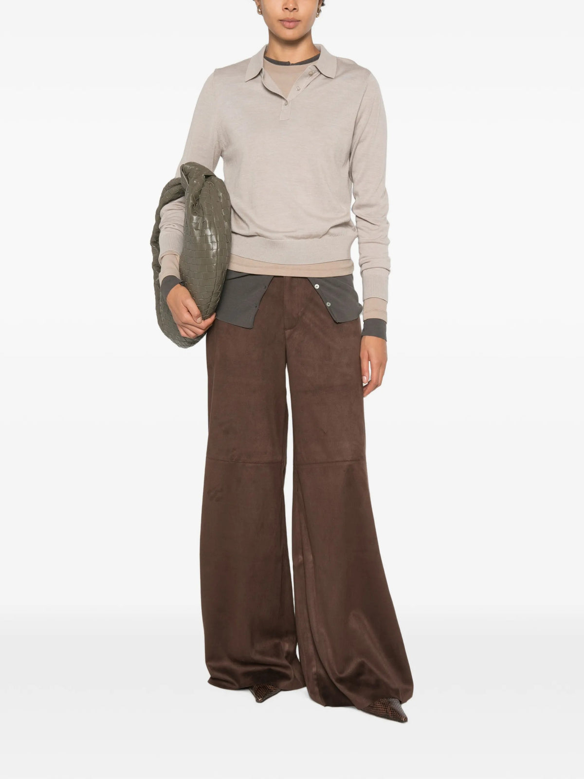 Eleh Pantaloni cropped da Donna Eleh, colore Marrone Marrone
