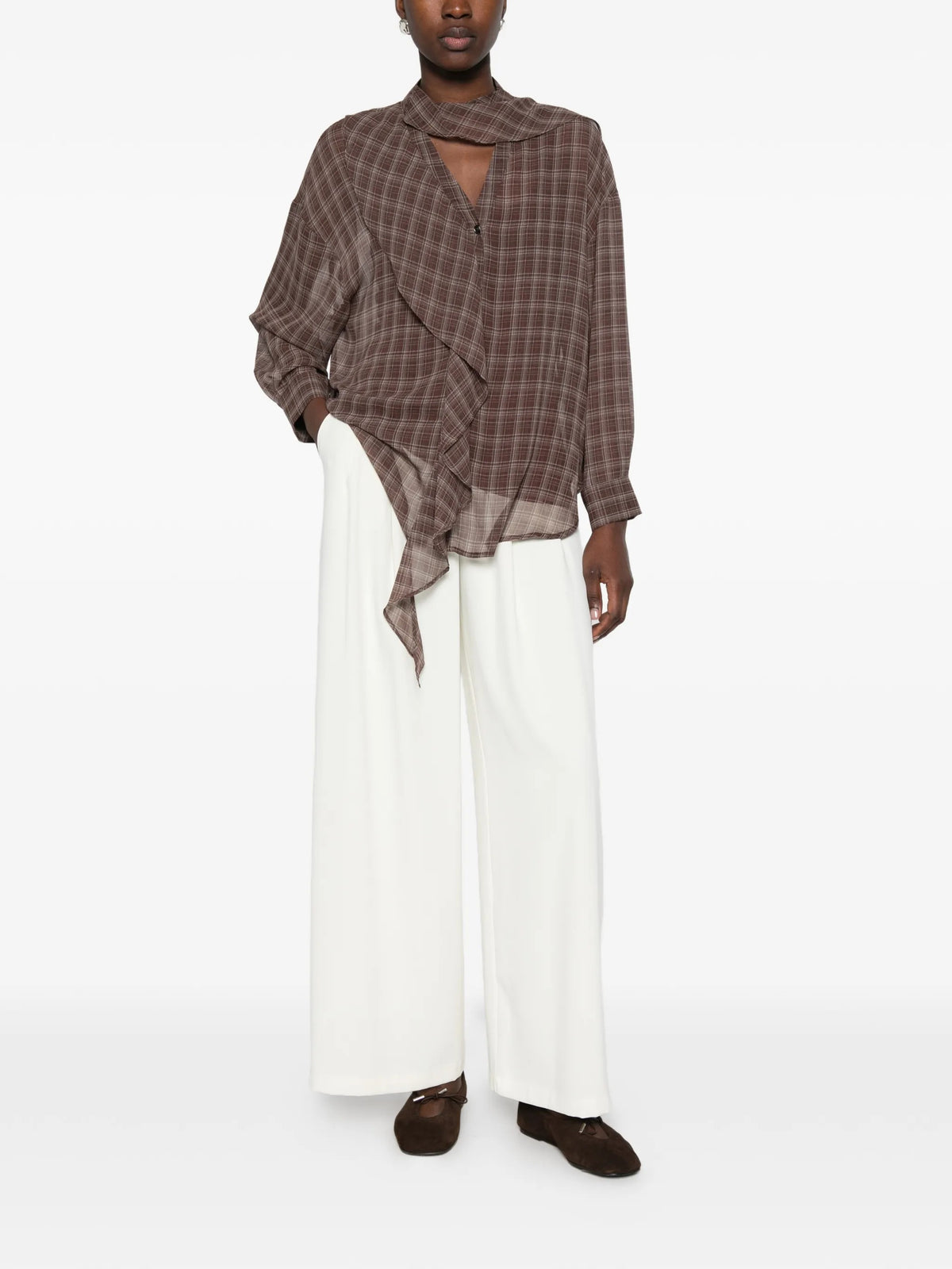 Eleh Pantaloni cropped da Donna Eleh, colore Bianco Bianco