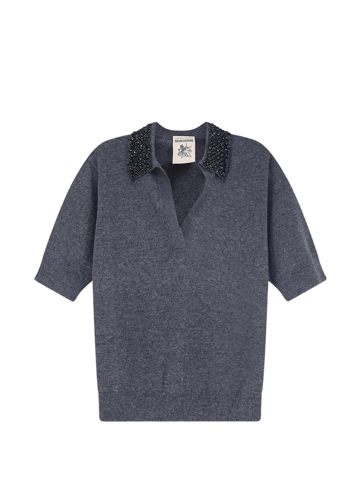 Semi-couture Polo maniche corte da Donna Semi-couture, colore Grigio Grigio