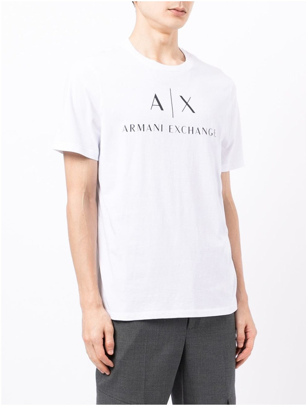 Armani Exchange T-SHIRT SLIM FIT CON STAMPA LOGO Bianco