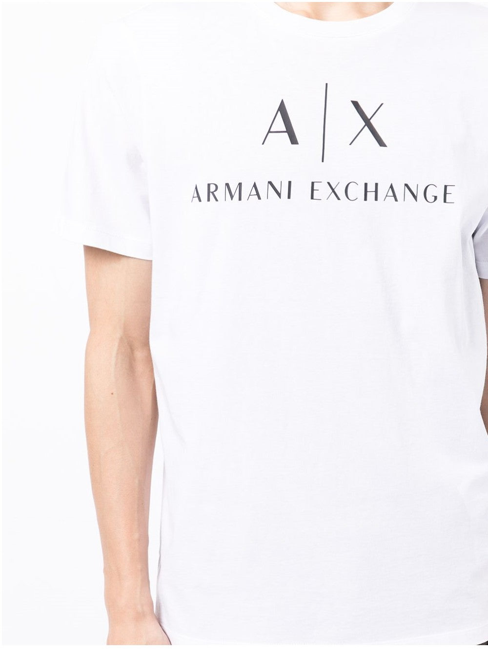 Armani Exchange T-SHIRT SLIM FIT CON STAMPA LOGO Bianco